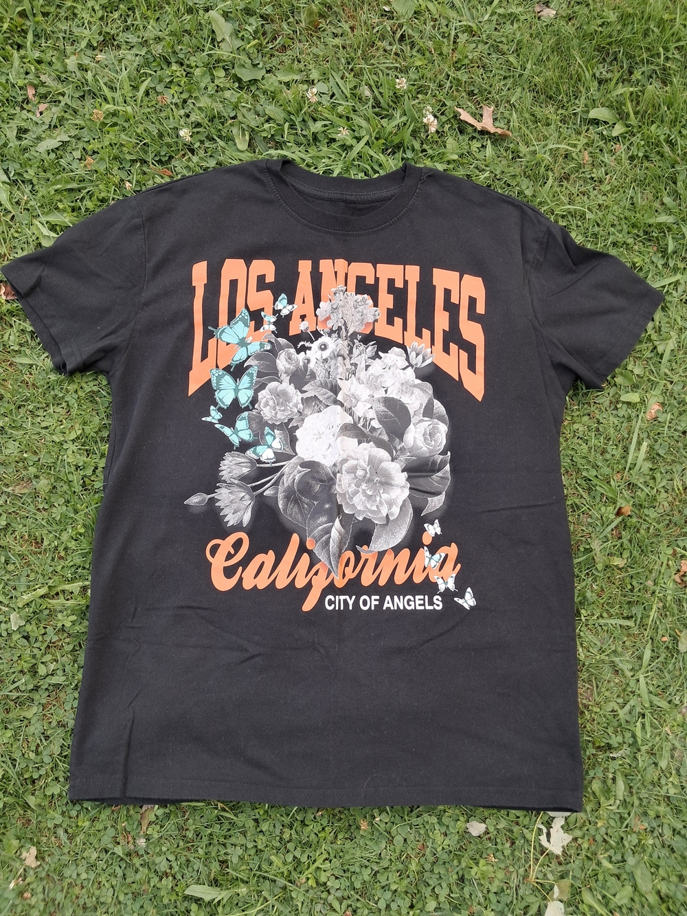 Los Angeles California Floral Graphic Tee - Black